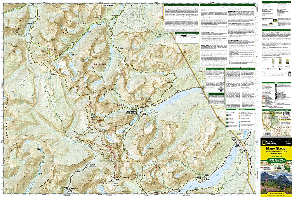 National Geographic Trails Illustrated MT Many Glacier Waterton Lakes NP Map TI00000314