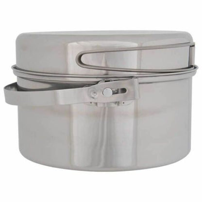Olicamp AK 3 Qt Stainless Steel Mess Kit Cookset w/Pot--Fry Pan Lid--Stuff Sack