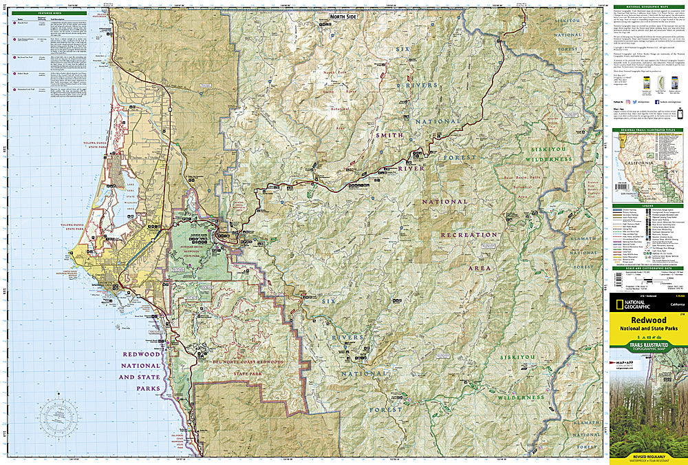 National Geographic Trails Illustrated California Redwood National Park Map TI00000218