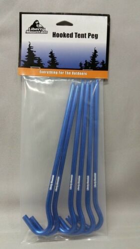 Liberty Mountain Ultralight Hard Anodized Aluminum Hook Stakes Blue 6-Pack