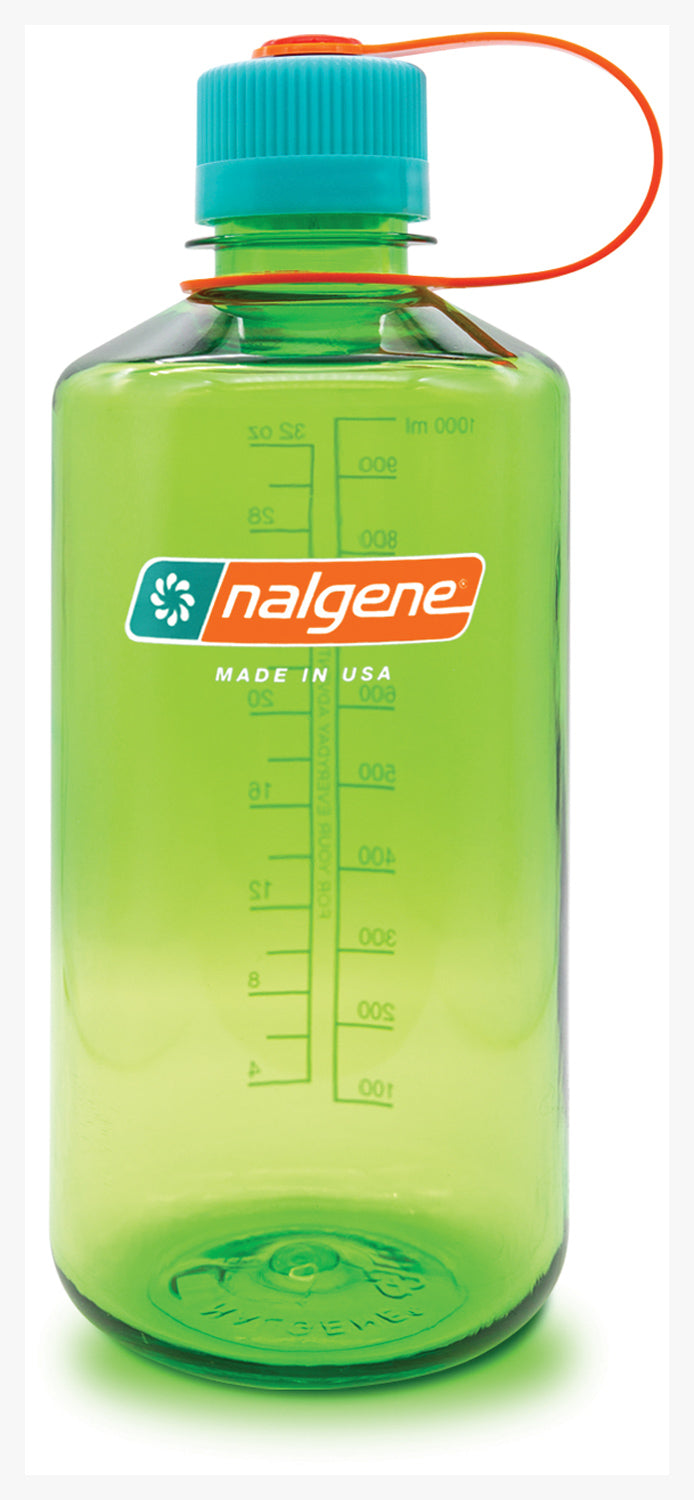 Nalgene Narrow Mouth Sustain 32 oz Bottle Pear Green w/Aqua Blue Cap