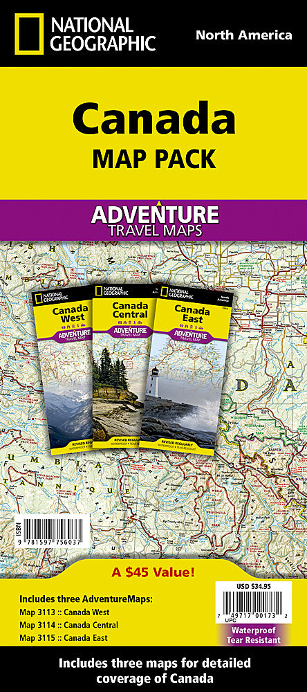 National Geographic Canada Adventure Travel Map Pack Bundle 1021131