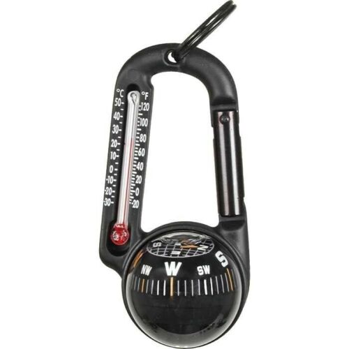 Sun TempaComp Thermometer Compass Carabiner Key Ring Temperature Biner 815