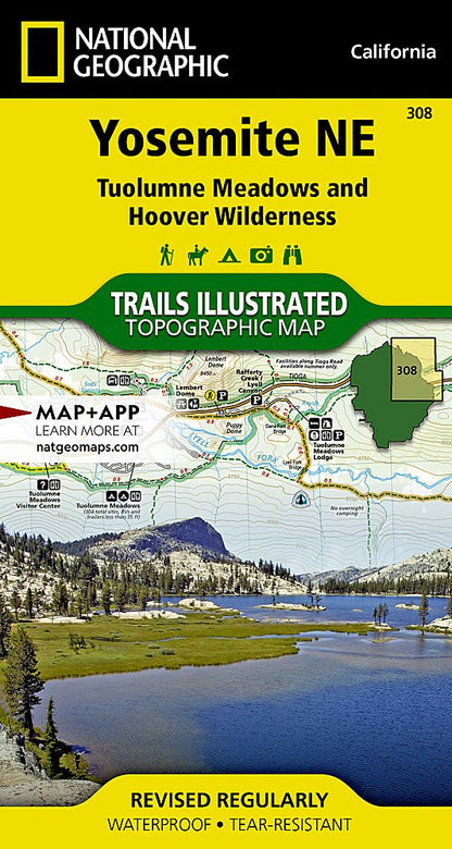 National Geographic Trails Illustrated CA Yosemite NP NE Tuolumne Hoover Map TI00000308