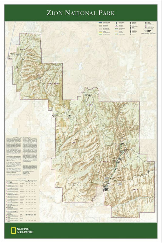 National Geographic Zion Nat. Park Wall Map 24" x 36" Tubed RE01020344