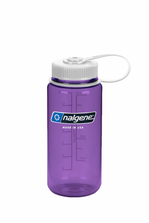 Nalgene Wide Mouth 16oz BPA Free Tritan Water Bottle Clear Purple w/White Lid