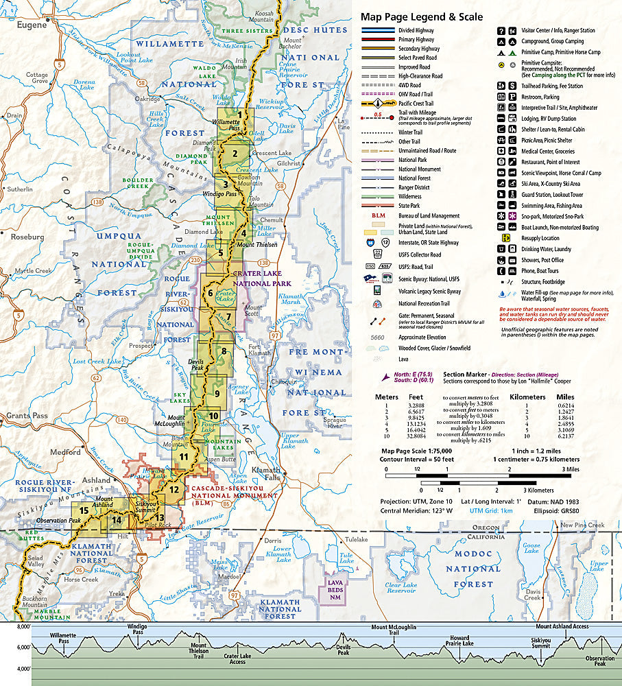 National Geographic TI Pacific Crest Trail OR South Topographic Map Guide TI00001005